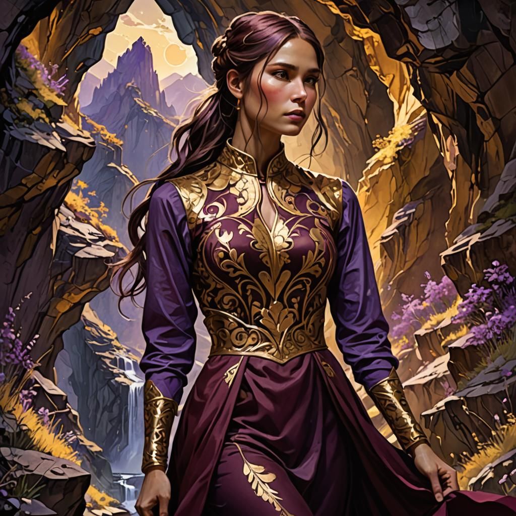 Light Being in Mountain Cave, Fantasy Concept Art