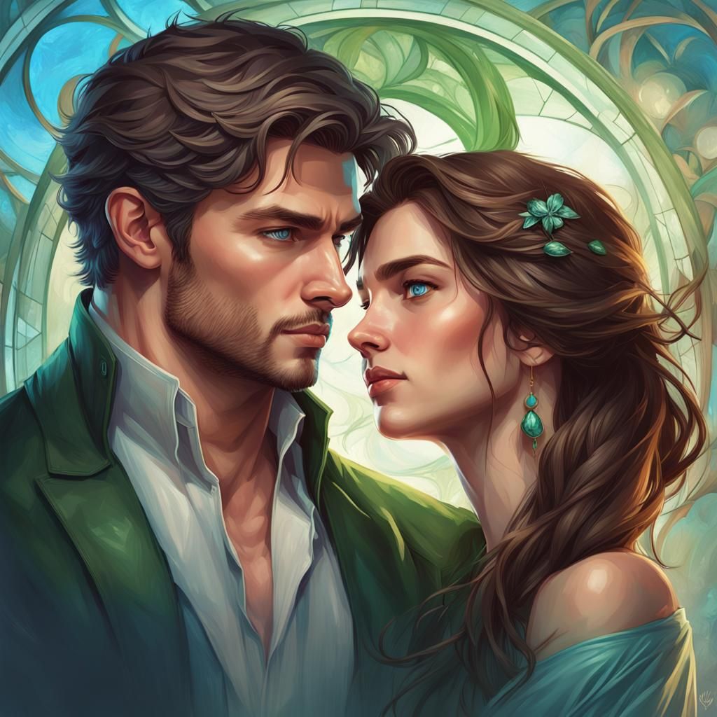 Romantic Couple Portrait in Hyperdetailed Style