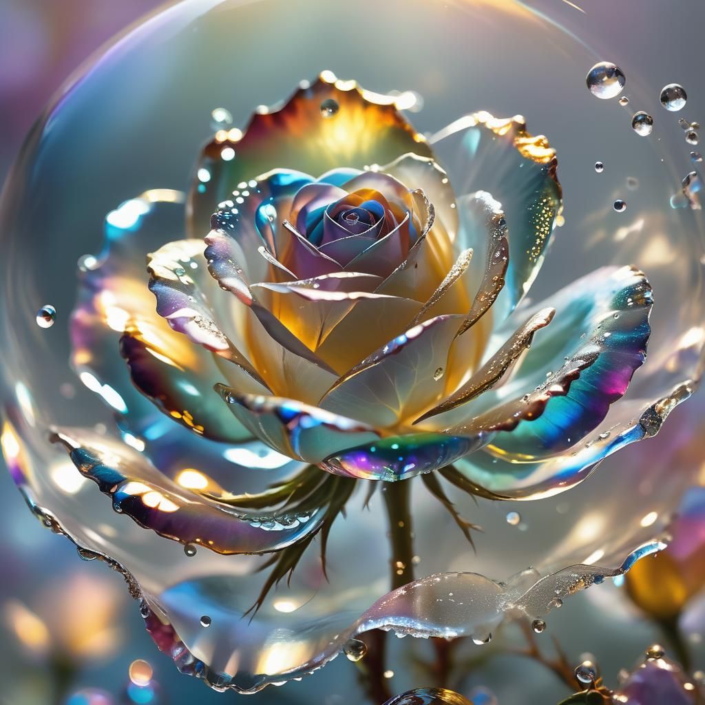 Crystal Rose in Bubble: Ethereal Fantasy in Macro