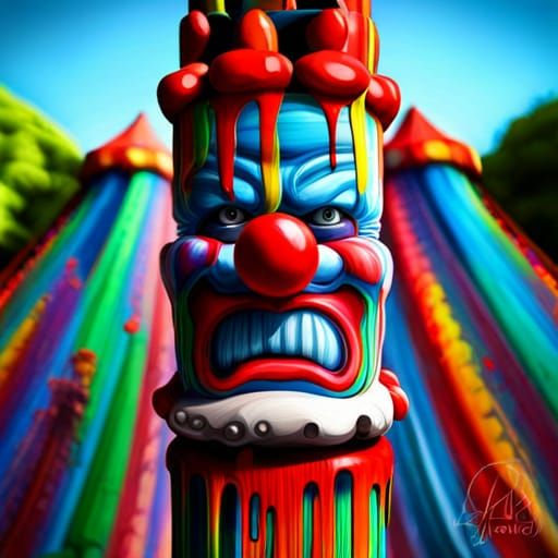CLOWN Tiki totem poles