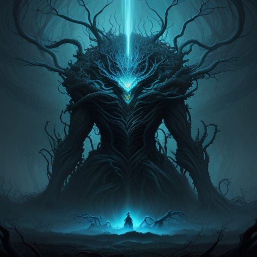 Ethereal Beast of Twisted Vines and Human Form