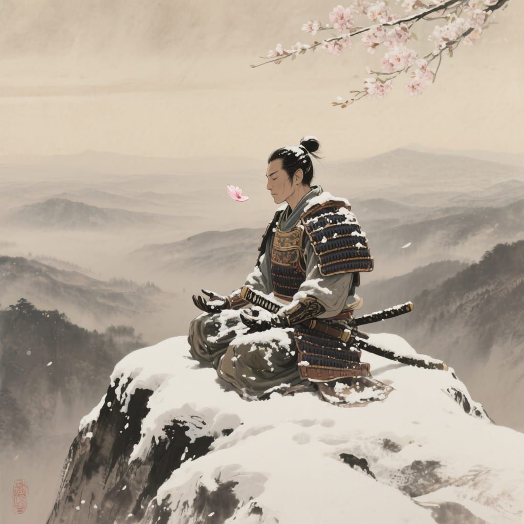 Samurai Meditation: Japanese Ink Wash and Cinematic Style