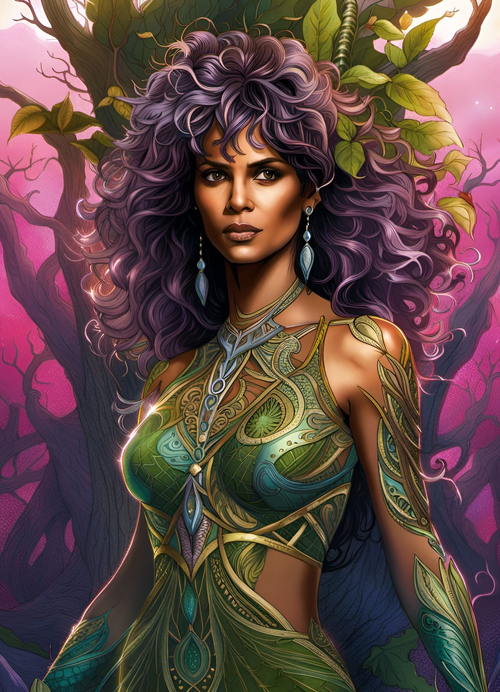 Halle Berry as a Cosmic Dryad Portrait