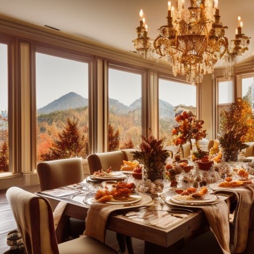 Luxury Thanksgiving Dinner in Mansion, Natural Lighting