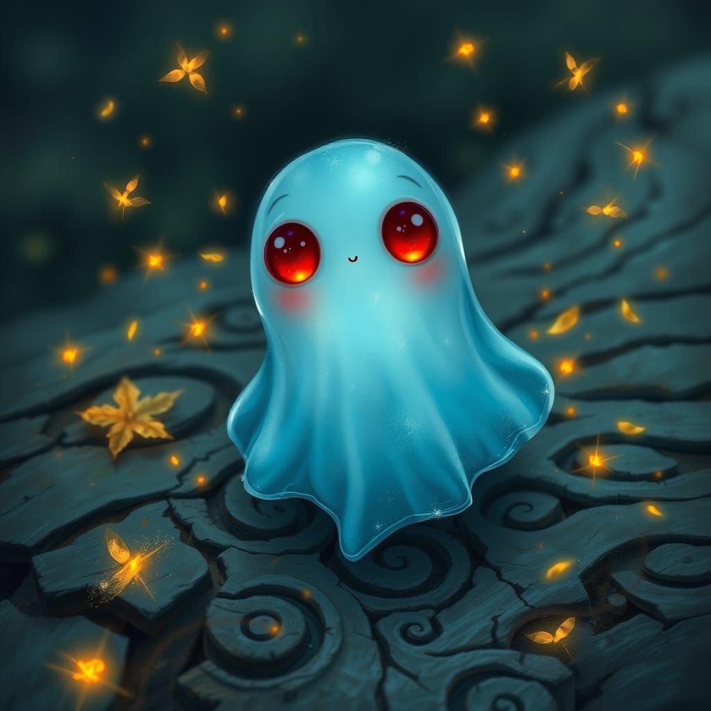 A Serene Blue Ghost in Ethereal Surroundings