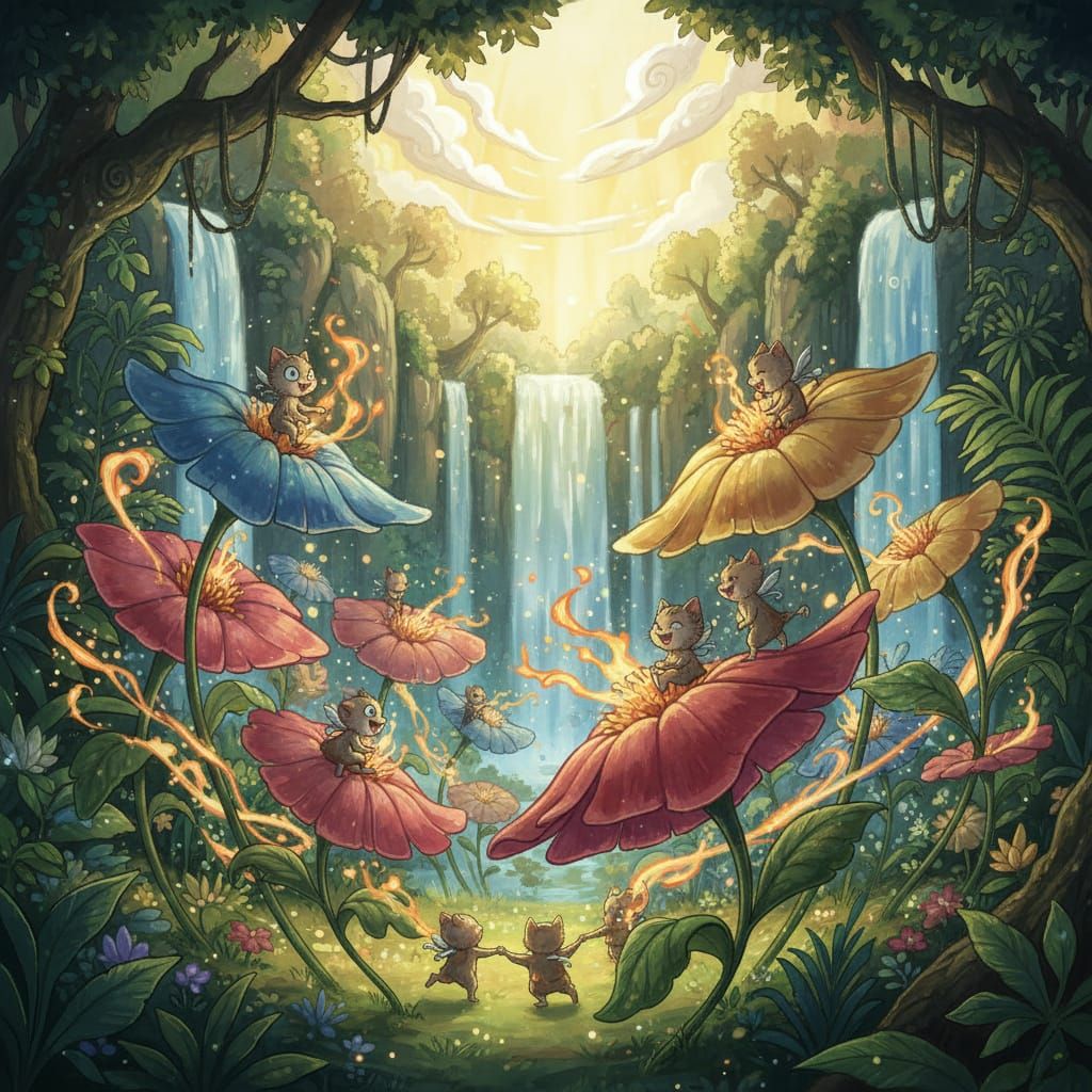 Whimsical Flowers and Gibbins Dance in Anime Style