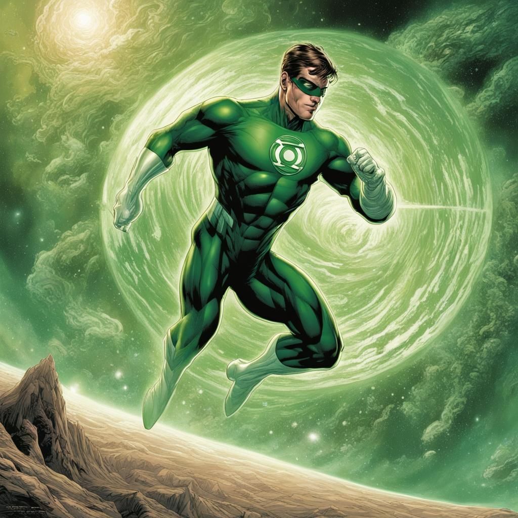 Green Lantern Hal Jordan in Low Earth Orbit