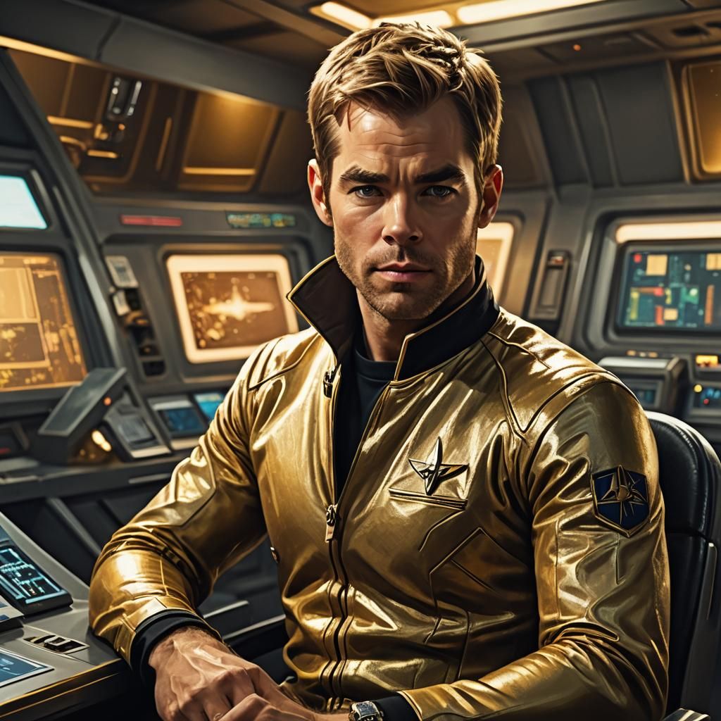 Captain Kirk in Command Chair: Digital Painting