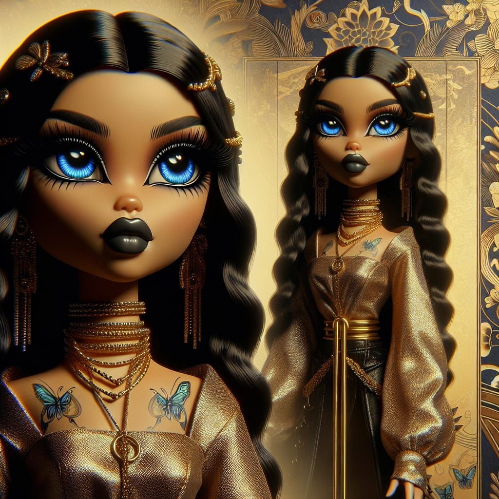 Stunning Bratz Doll with Butterfly Tattoo in 3D Anime Style