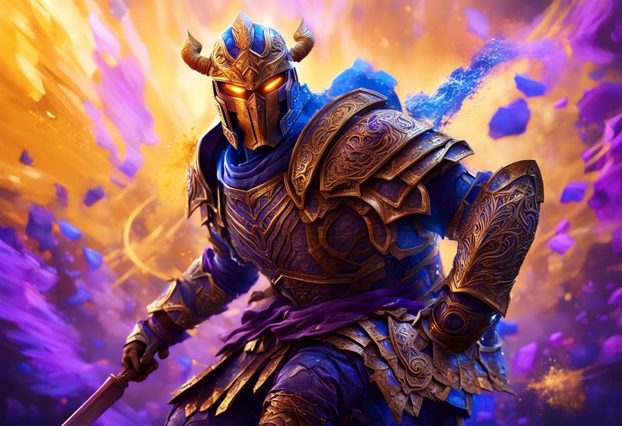 Powerful Warrior in Splash Art Style