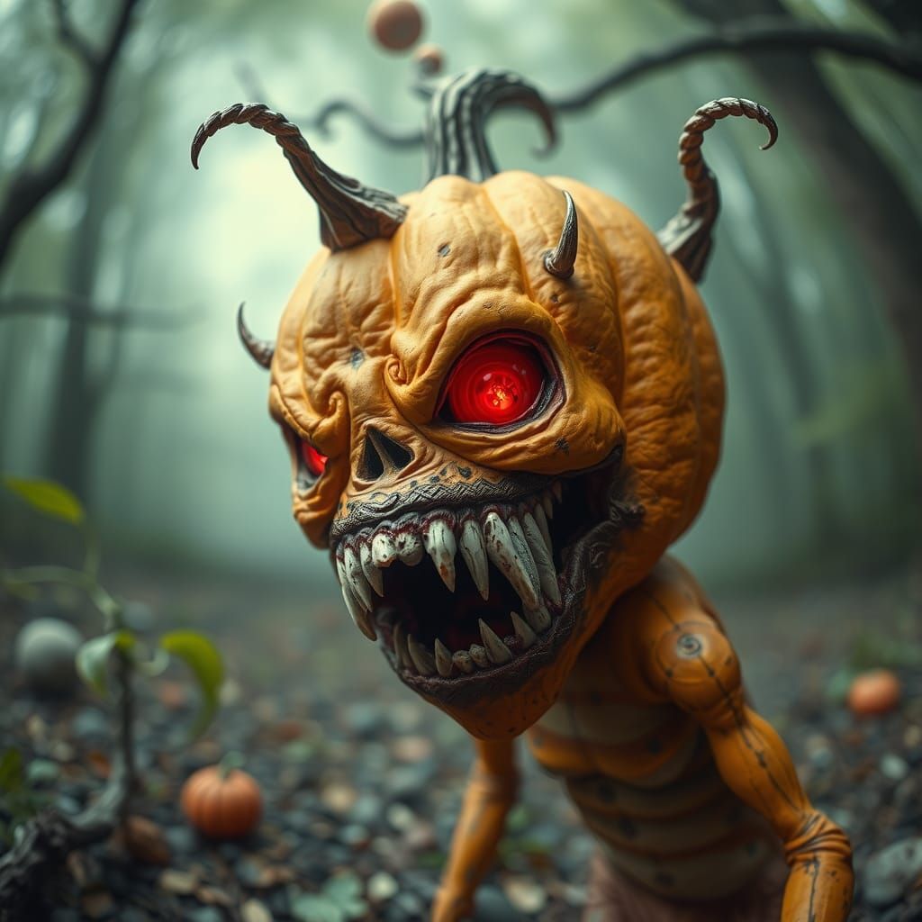 Screaming Pumpkin Head Misanthrope in Detailed Photography