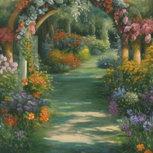 Fantastical English Garden: Intricate Whimsical Landscape