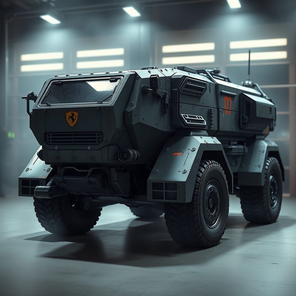 Futuristic Armored Battle Tank in Oil Painting Style