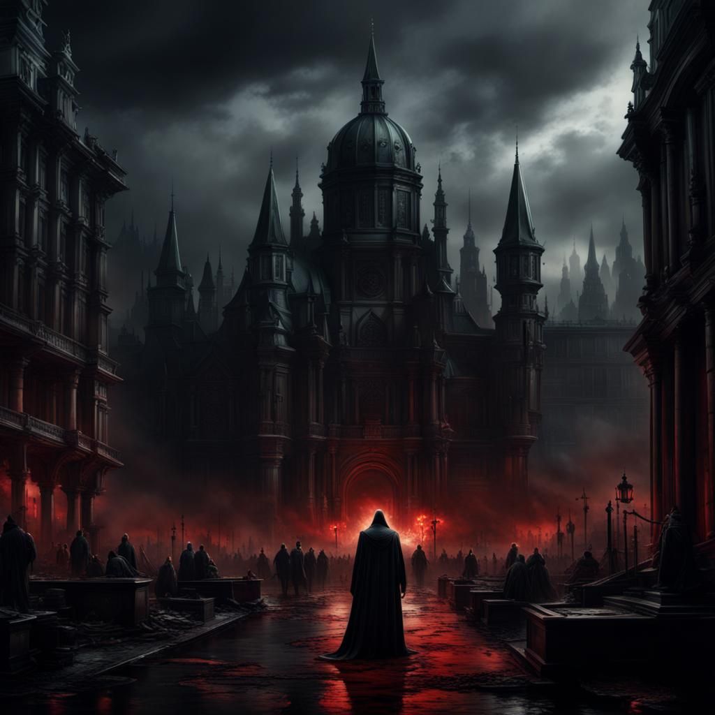 Dramatic Vendetta Scene in Digital Matte Painting Style