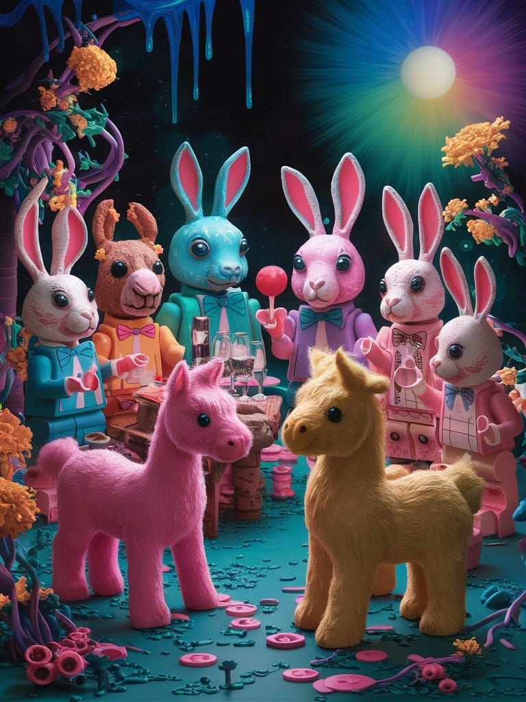 Surreal Bunnymen Teddyhorse Party in Lego World