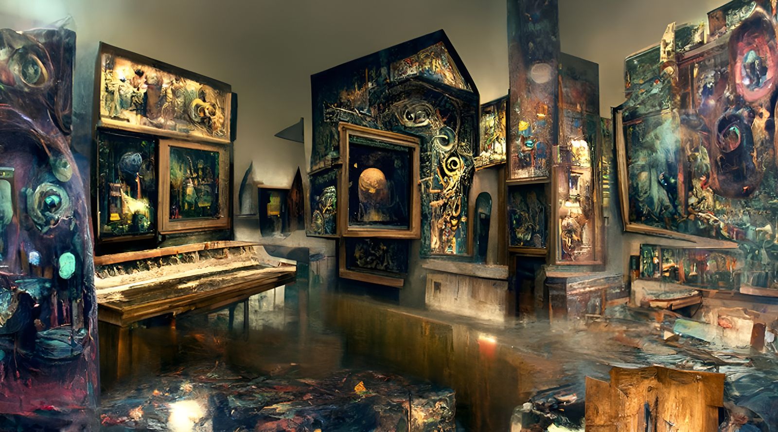 Haunted Art Museum with Abandoned Piano