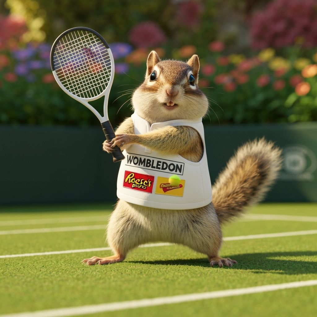 Chipmunk Athlete Plays Tennis in Wimbledon Vest