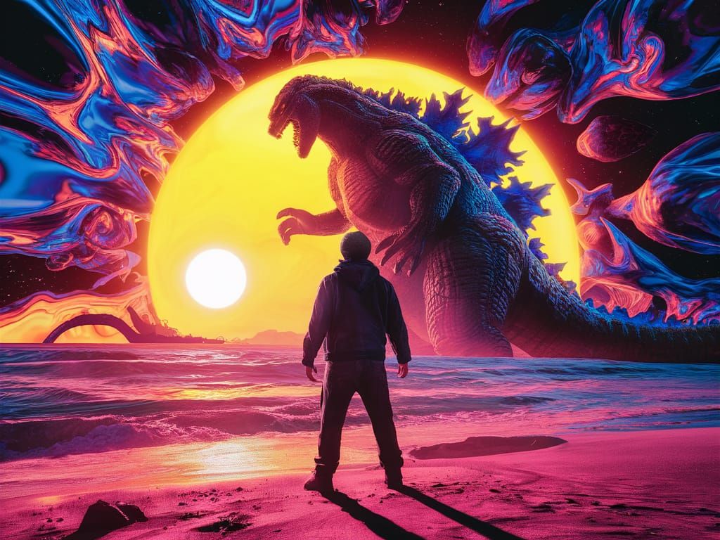 Anonymous Ray seeing Godzilla on the beach