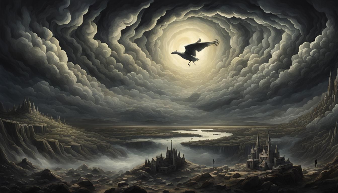 Epic Surreal Heavenly Scene in Stygian Style