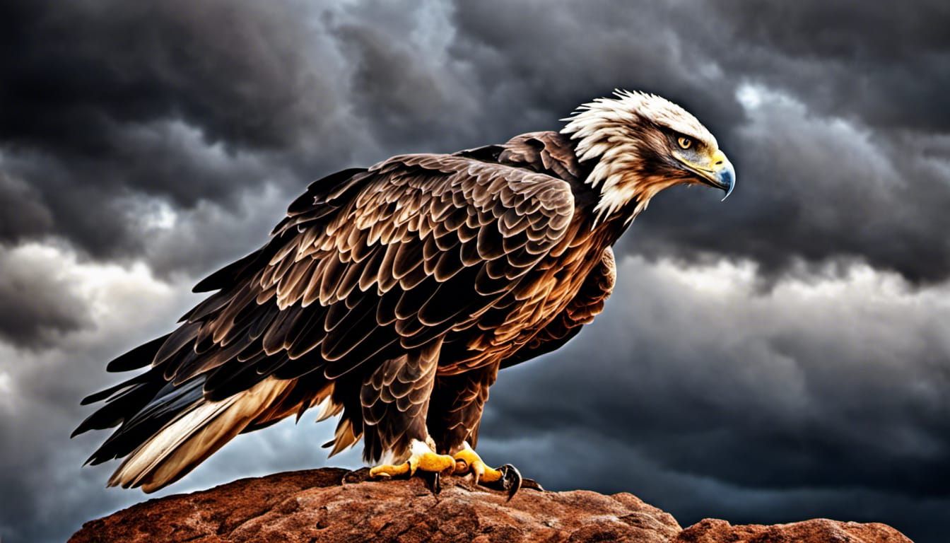 African Eagle in Cape Storm: Hyperrealistic Bird Portrait