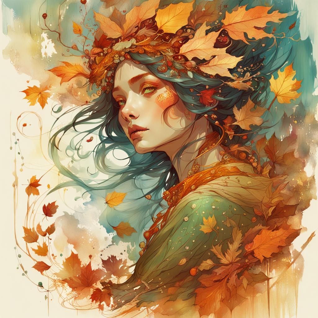 Autumn Fairy Queen Digital Painting