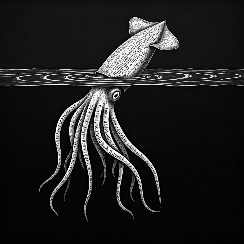 Eerie Squid Emerges from Dark Waters