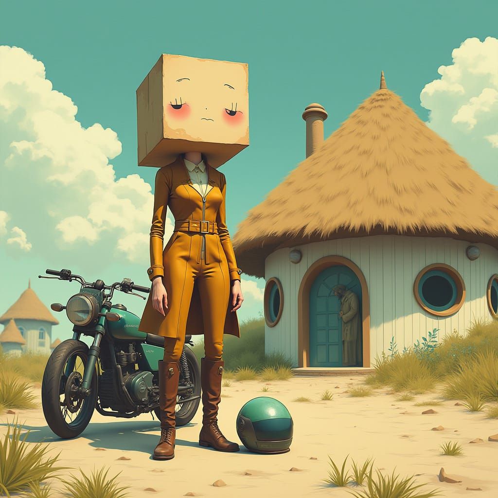A Whimsical Cube-Shaped Woman Stands Out in a World of Round...