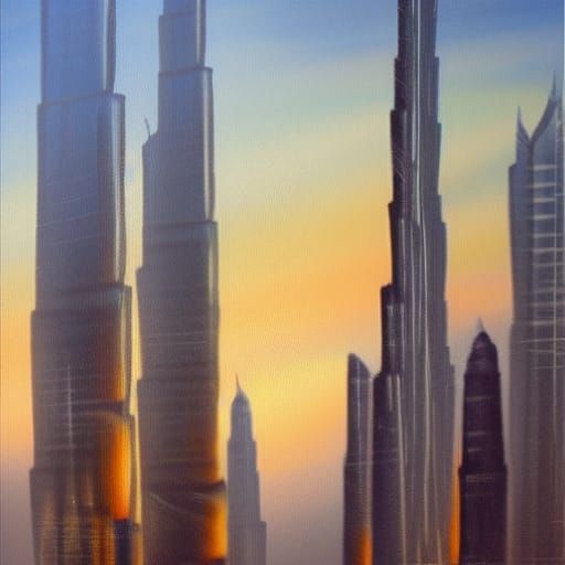 Michelangelo Paints Burj Khalifa: Oil Painting