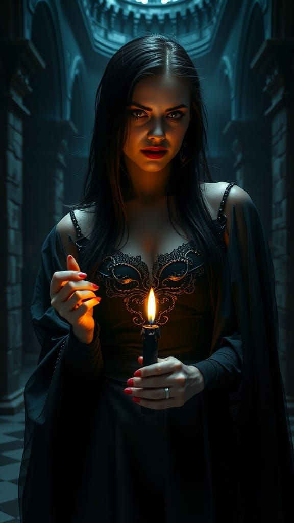 Majestic Female Vampire in Medieval Castle Cinema