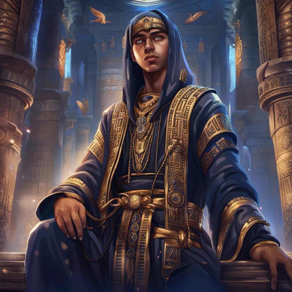 Egyptian High Priest Teenager in Anime Style