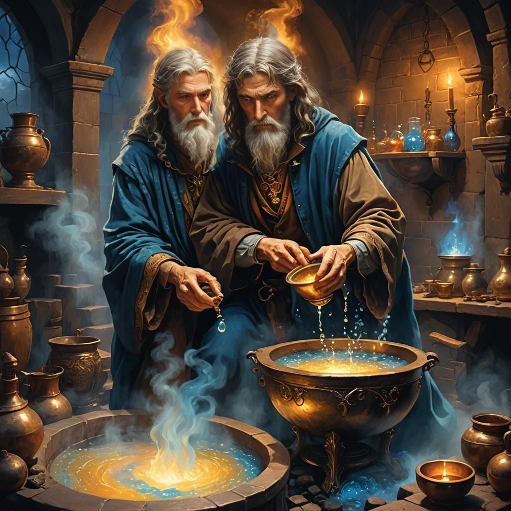 Merlin the Enchanter Brews a Magic Potion