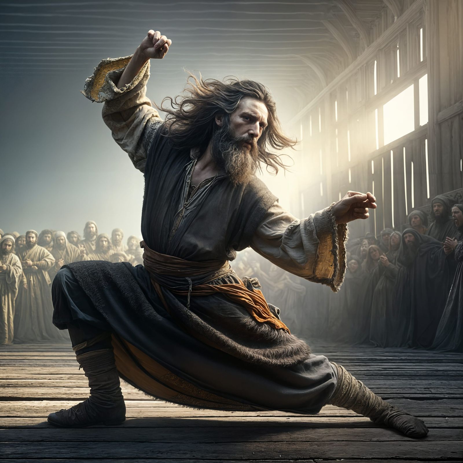 Mystic's Bizarre Dance: A Hyperrealistic Historical Photo