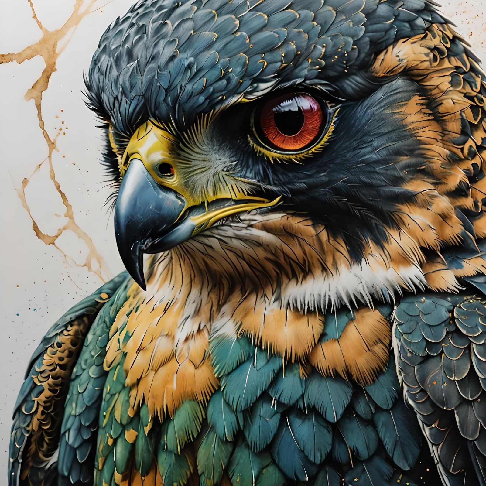 Abstract Falcon Drawing in Surrealist Style