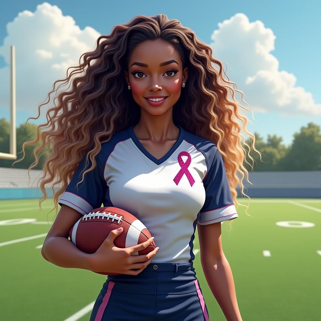 Woman Nurse Football Player in Digital Art Style