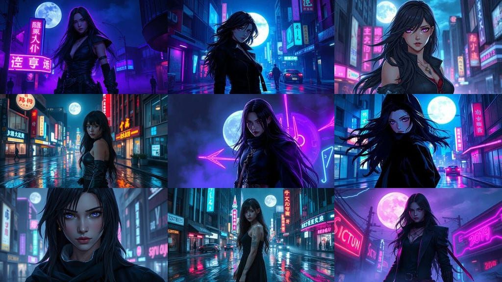 Fantasy Assassin in Moonlight, Hyper Realistic Anime Style