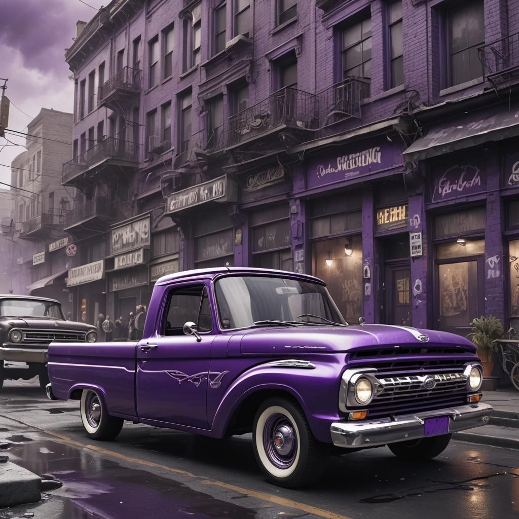 Purple 1962 Ford V8 Lowrider Matte Painting