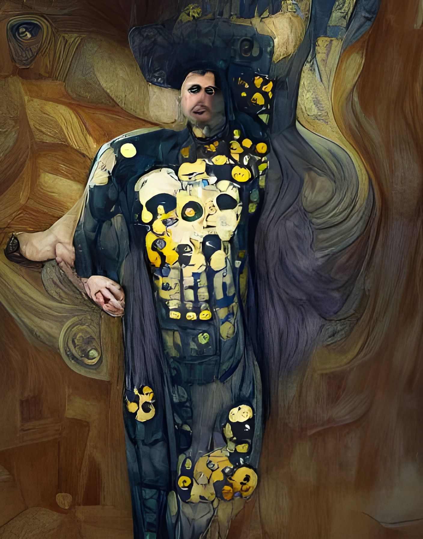 Punisher in Klimt Style, Surreal Oil Painting
