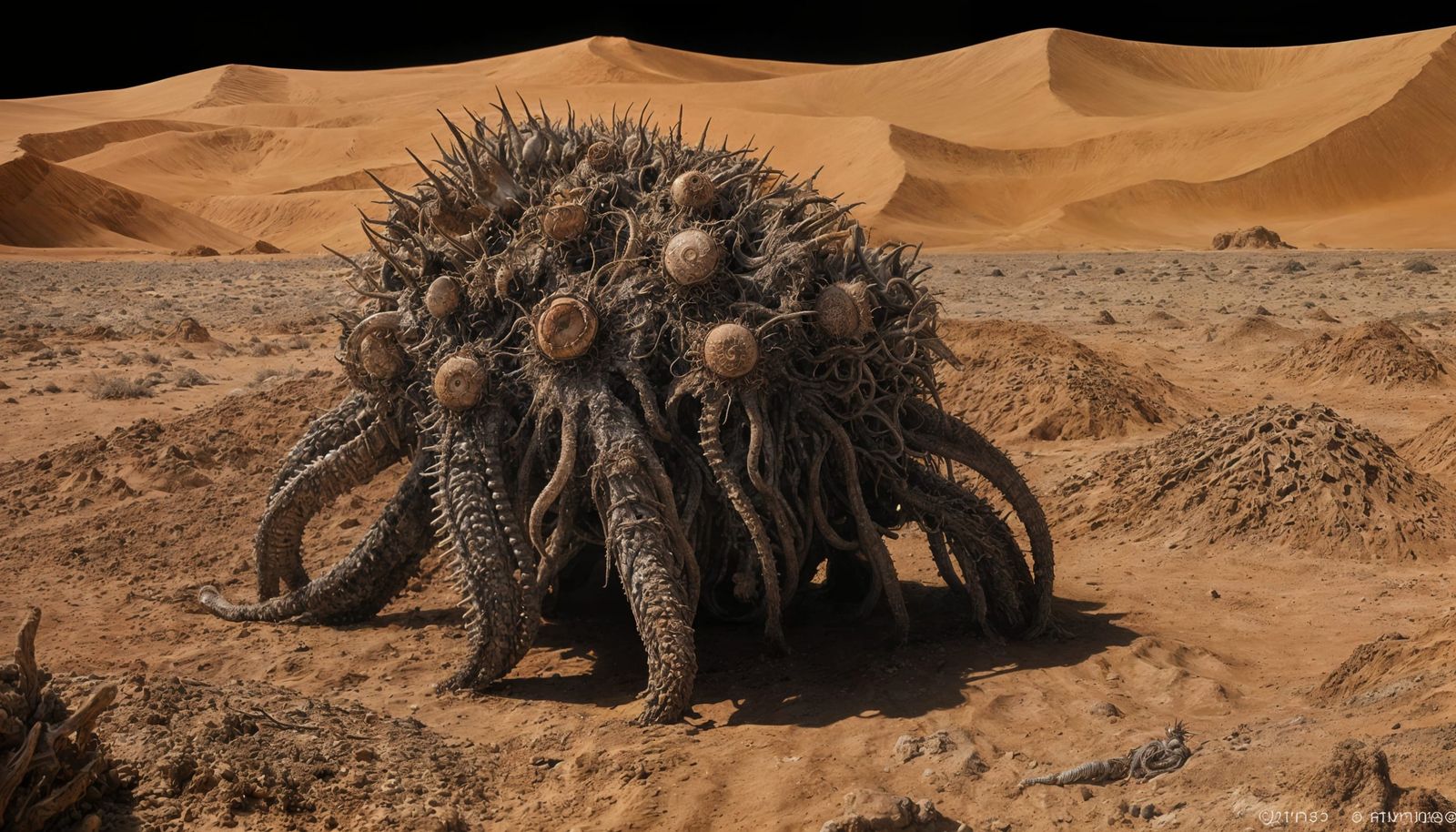 Crustacean Tentacles Emerge in Desert, Photorealistic