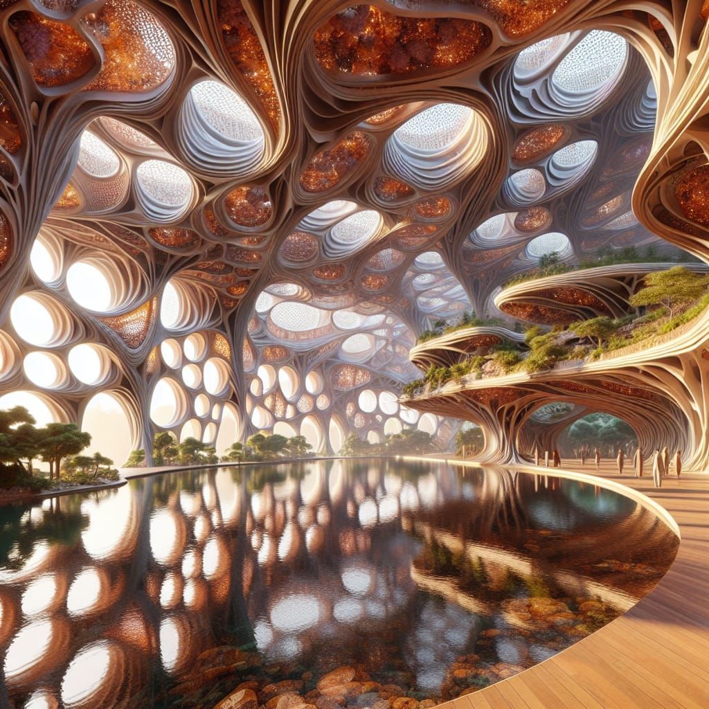 Magical Indoor Lake Park in Organic Style