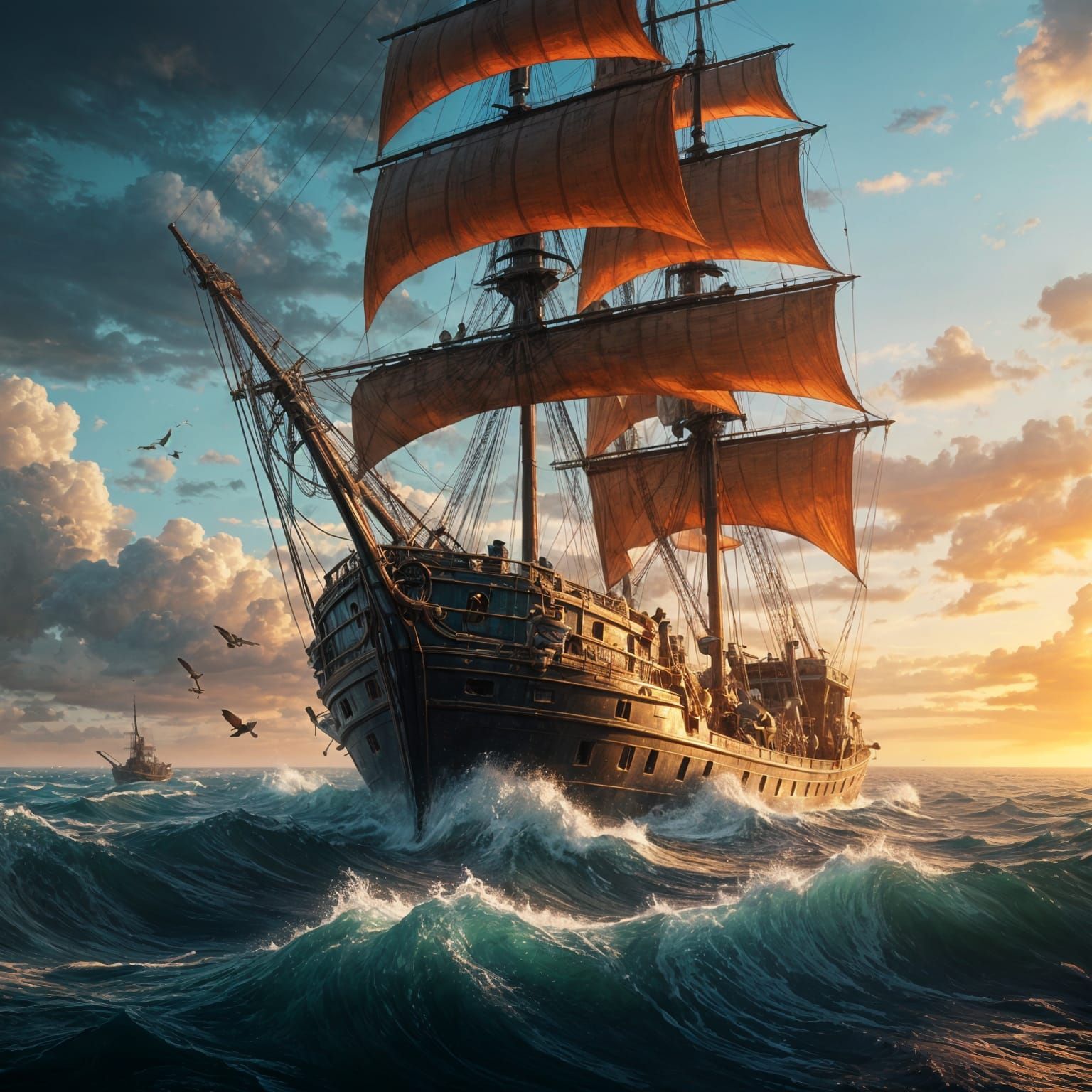 Surreal Voyage in Vibrant Triadic Colors