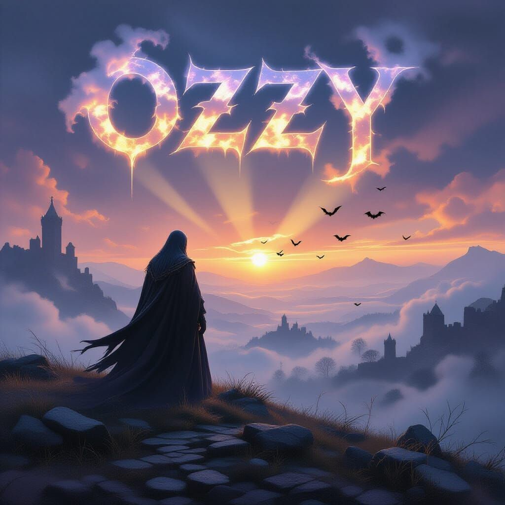 Gothic Ghost on Misty Hilltop at Dawn