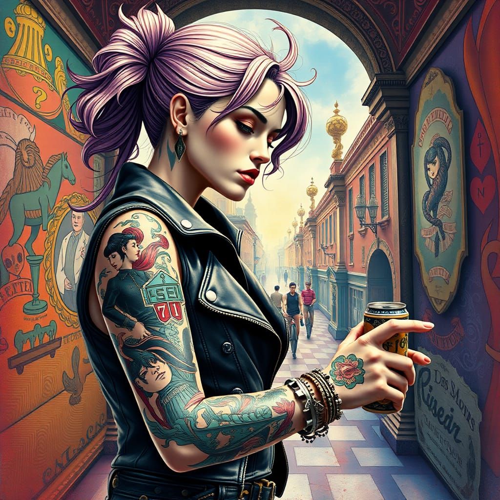 Surreal Fantasy Scene in Vibrant Watercolor Style