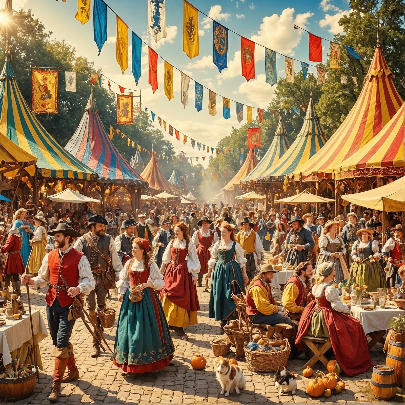 Renaissance Fair Scene with Diverse People