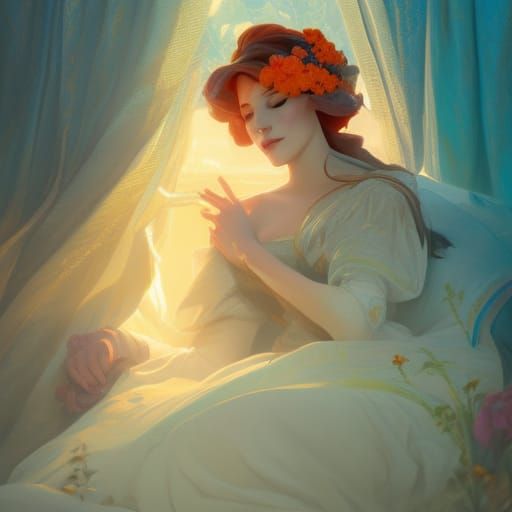 Sleeping Beauty Concept Art in Art Nouveau Style