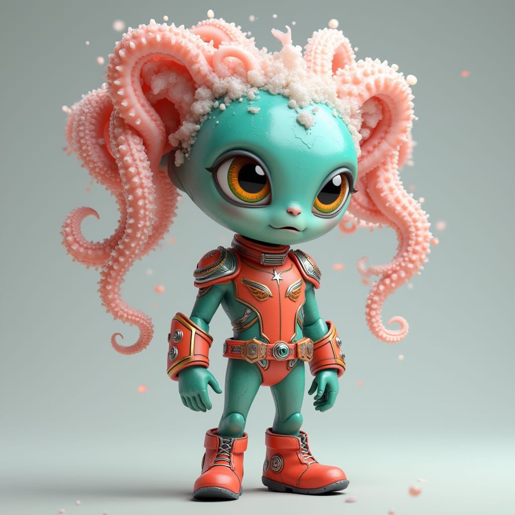 Surreal Alien Hero in Dreamworks-Inspired Whimsy