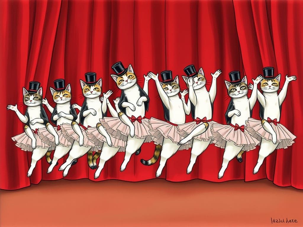 Elegant Cats Dance in Whimsical Victorian Style