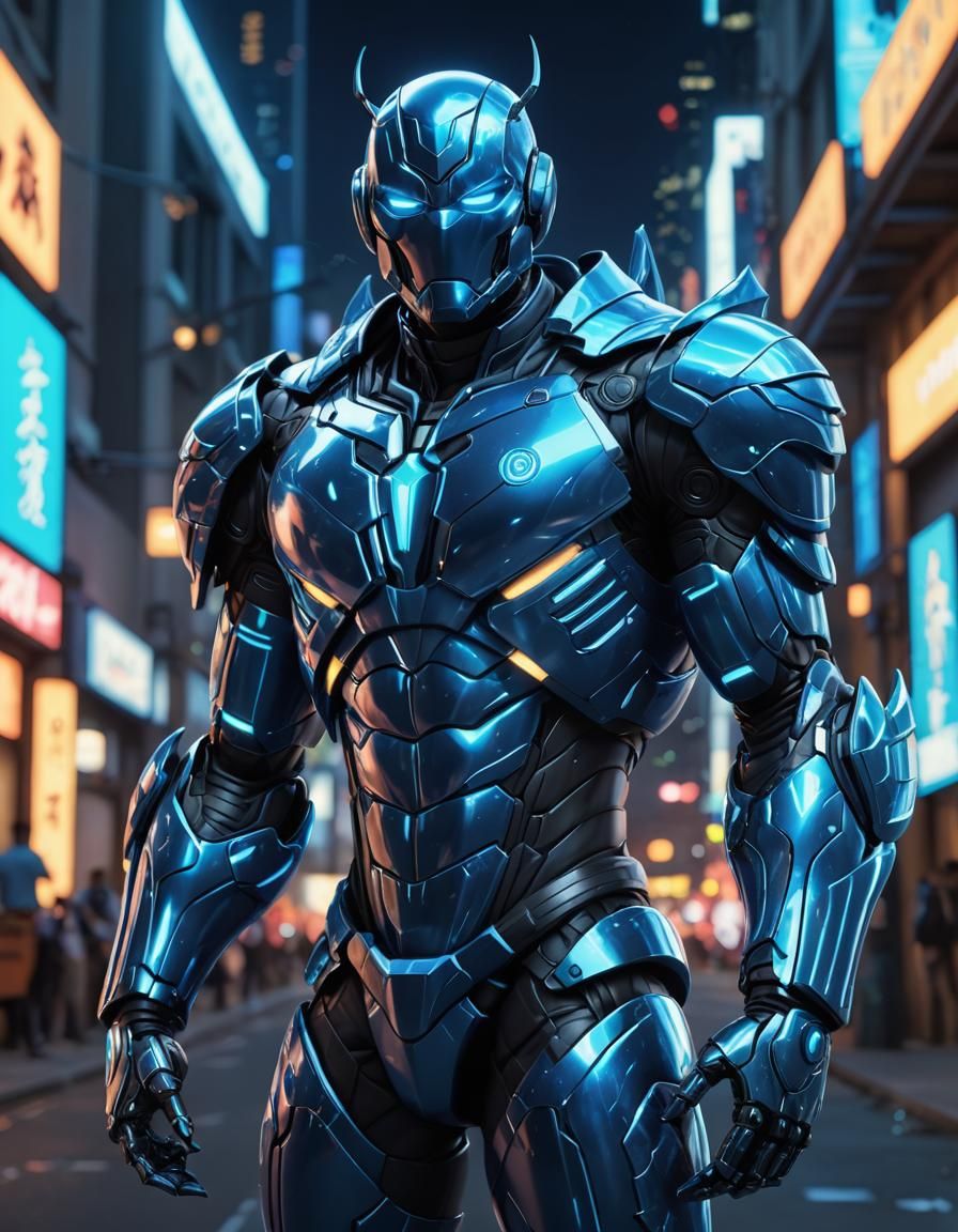 Blue Beetle Heroic Anime Style 3D Rendering