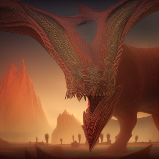 Detailed Matte Painting of Mesopotamian Divinity Anzû