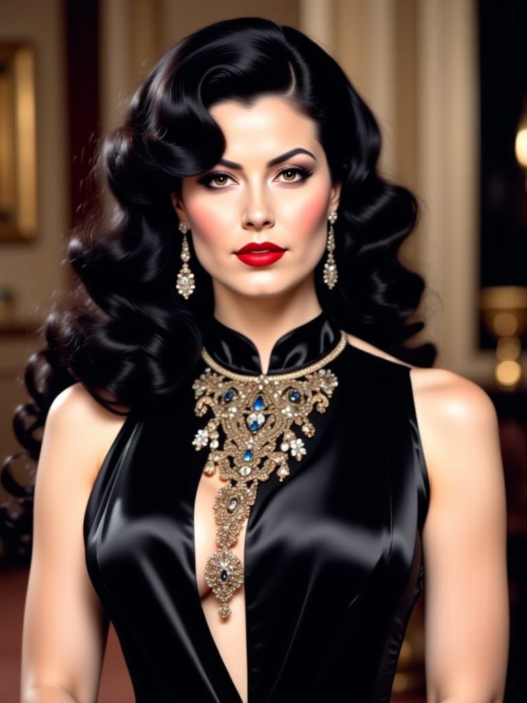 Gothic Beauty Portrait: Woman in Sequined Cheongsam