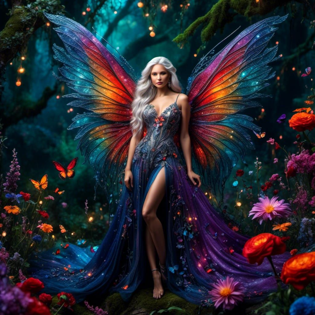 Fantasy Fairy in Glittering Flower Land